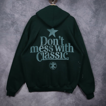 90s Green Keep It Classic Longhorn Graphic Hoodie 5675