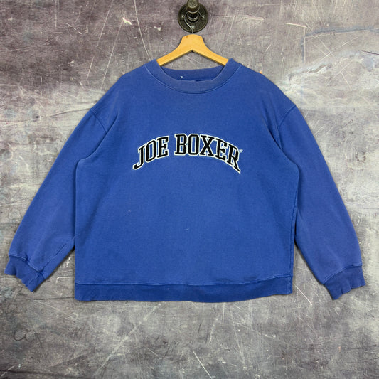 90s Blue Joe Boxer Essential Logo Graphic Crewneck Sweatshirt L 1226