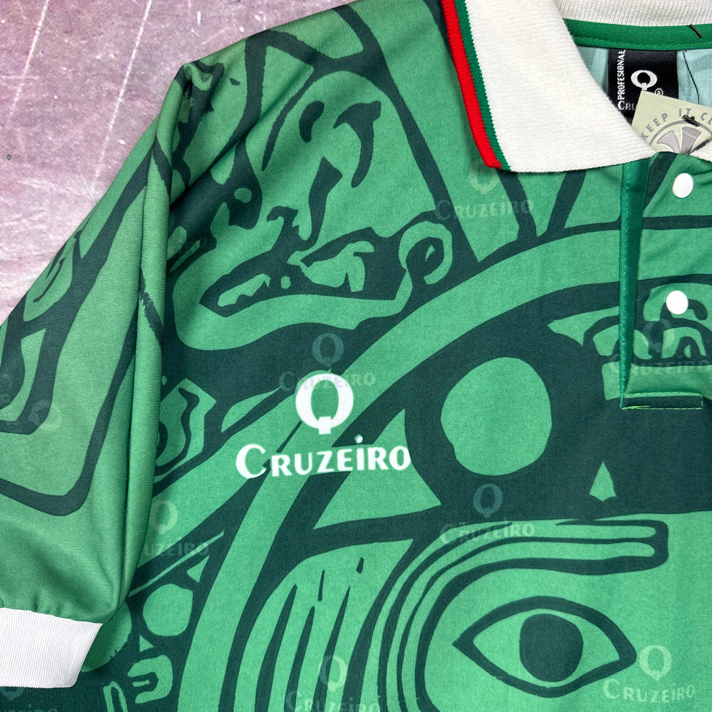 00s Green Mexico Collared Soccer Jersey 3381