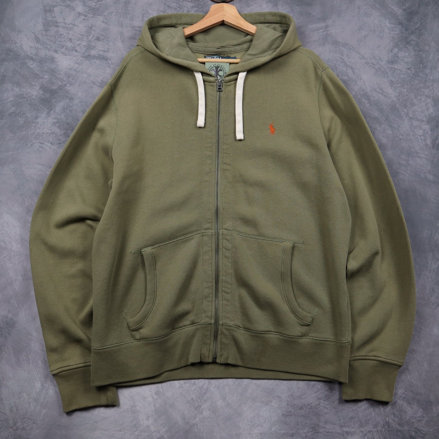 90s Olive Green Polo Ralph Lauren Essential Zip Up Hoodie 4697