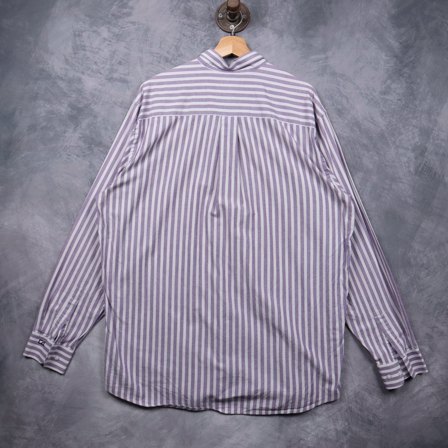 Early 2000s Purple Striped TCU Cutter & Buck Long Sleeve Button Up Shirt 5605