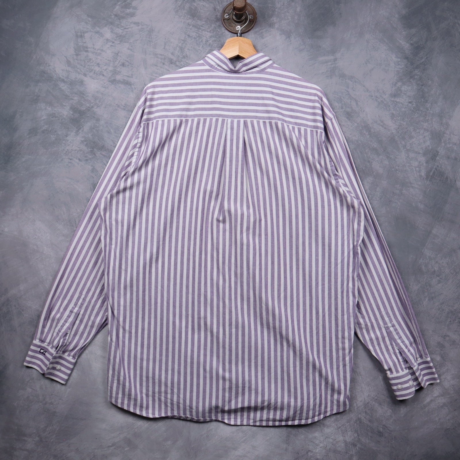 Early 2000s Purple Striped TCU Cutter & Buck Long Sleeve Button Up Shirt 5605
