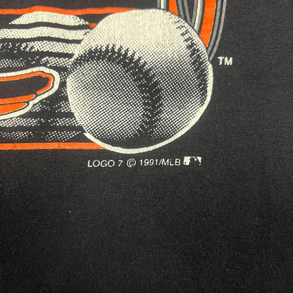 1991 Black Baltimore Orioles MLB Baseball Graphic Shirt L AR90