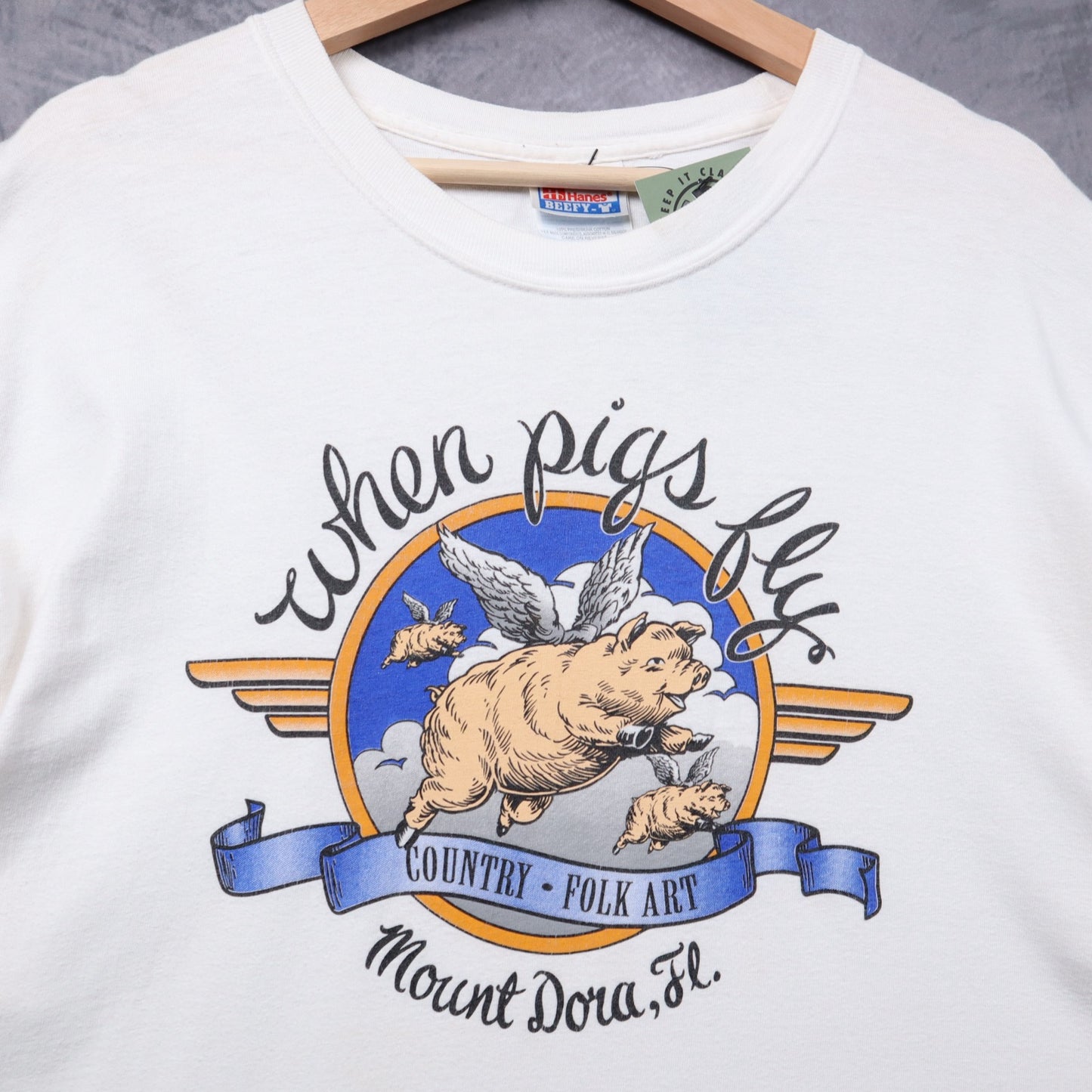 90s White When Pigs Fly Mount Dora Florida Shirt 5463