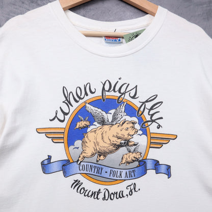 90s White When Pigs Fly Mount Dora Florida Shirt 5463