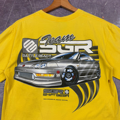 Early 00s Yellow Team SGR Shift Gear Drifting Racing Graphic Shirt M 1020