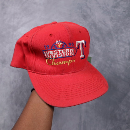 1996 Red Texas Rangers AL Western Division Champs Snapback Hat 5566
