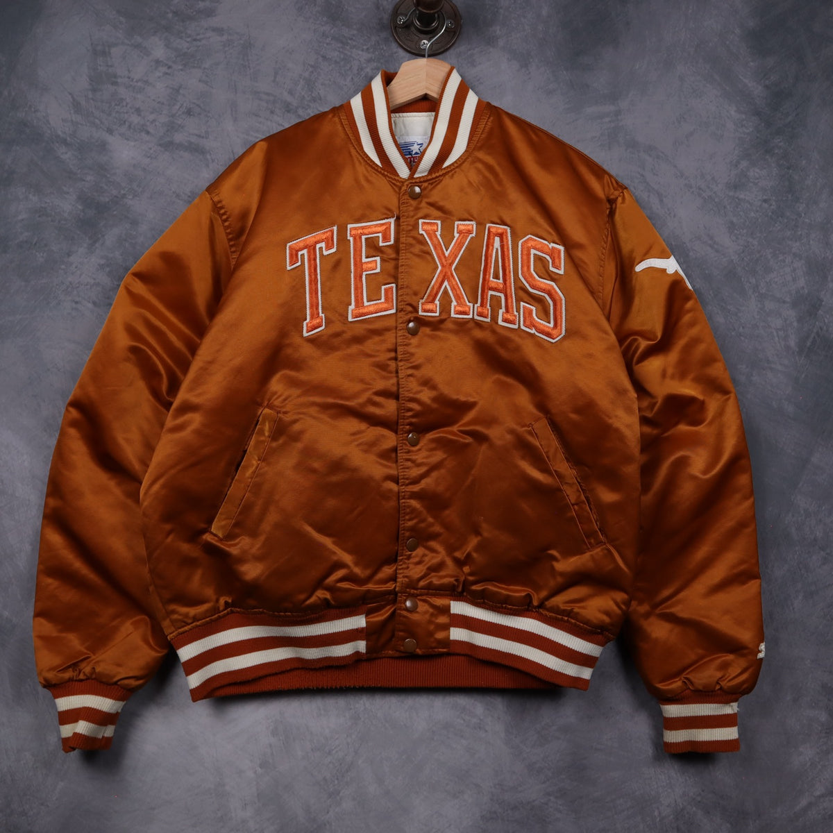 90s Burnt Orange Texas Longhorns Starter Satin Bomber Jacket 5905