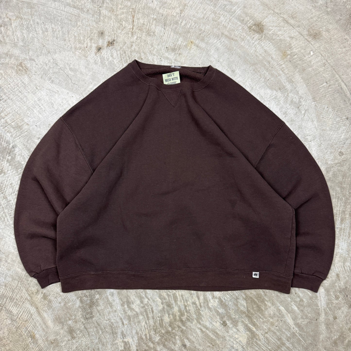 Ealy 00s Dark Brown Russell Athletic Blank Essential Crewneck Sweater Boxy XL BF28