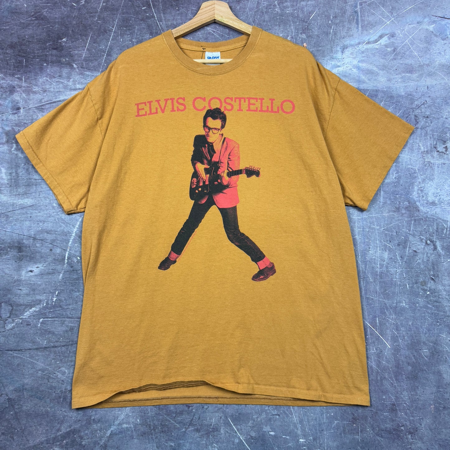 00s Yellow Elvis Costello Graphic Shirt XL 1019