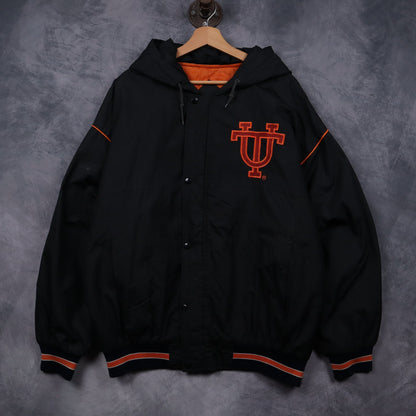 90s Black Texas Longhorns Hooded Jacket 5920