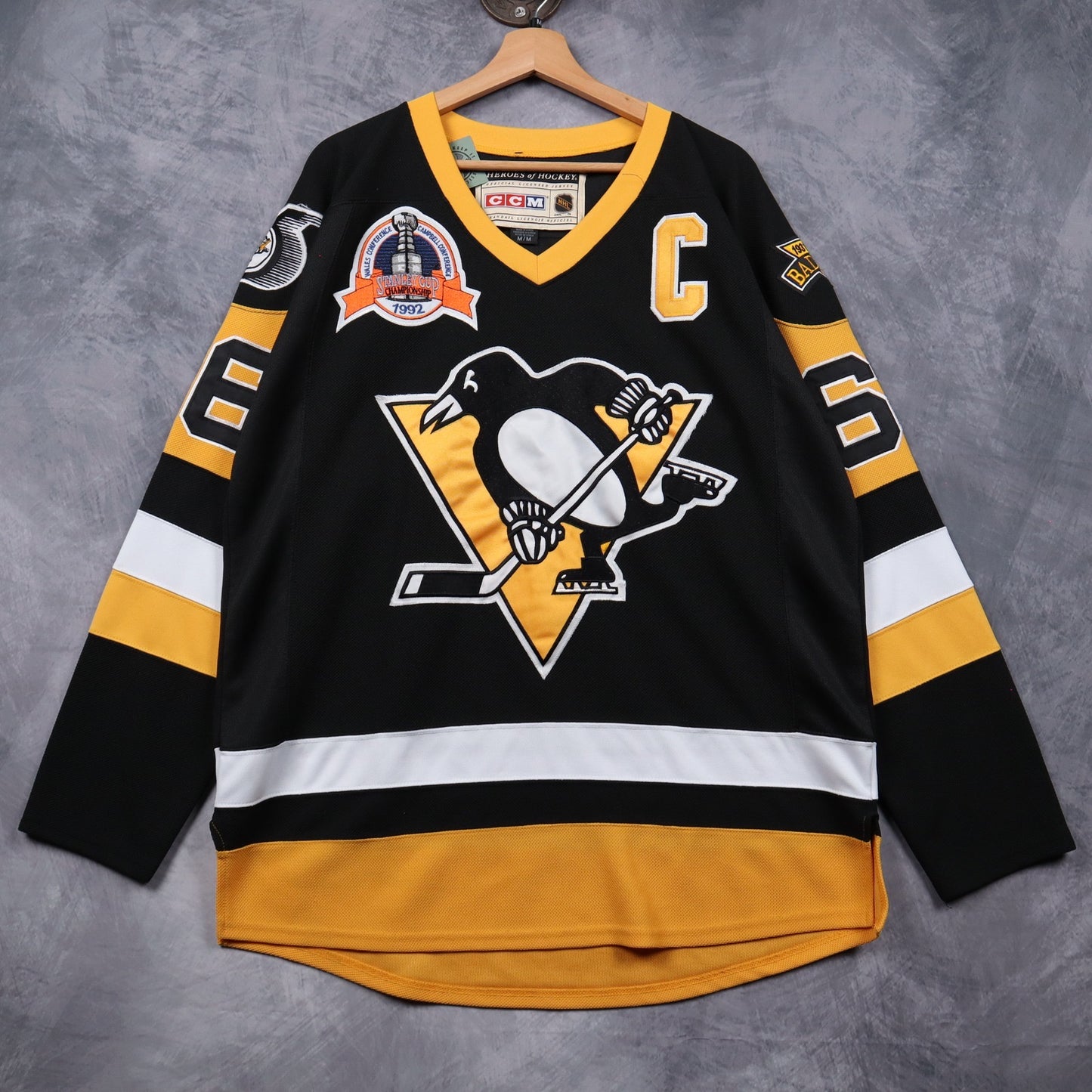 1992 Black Pittsburgh Penguins Lemieux Stanley Cup CCM Jersey 4830