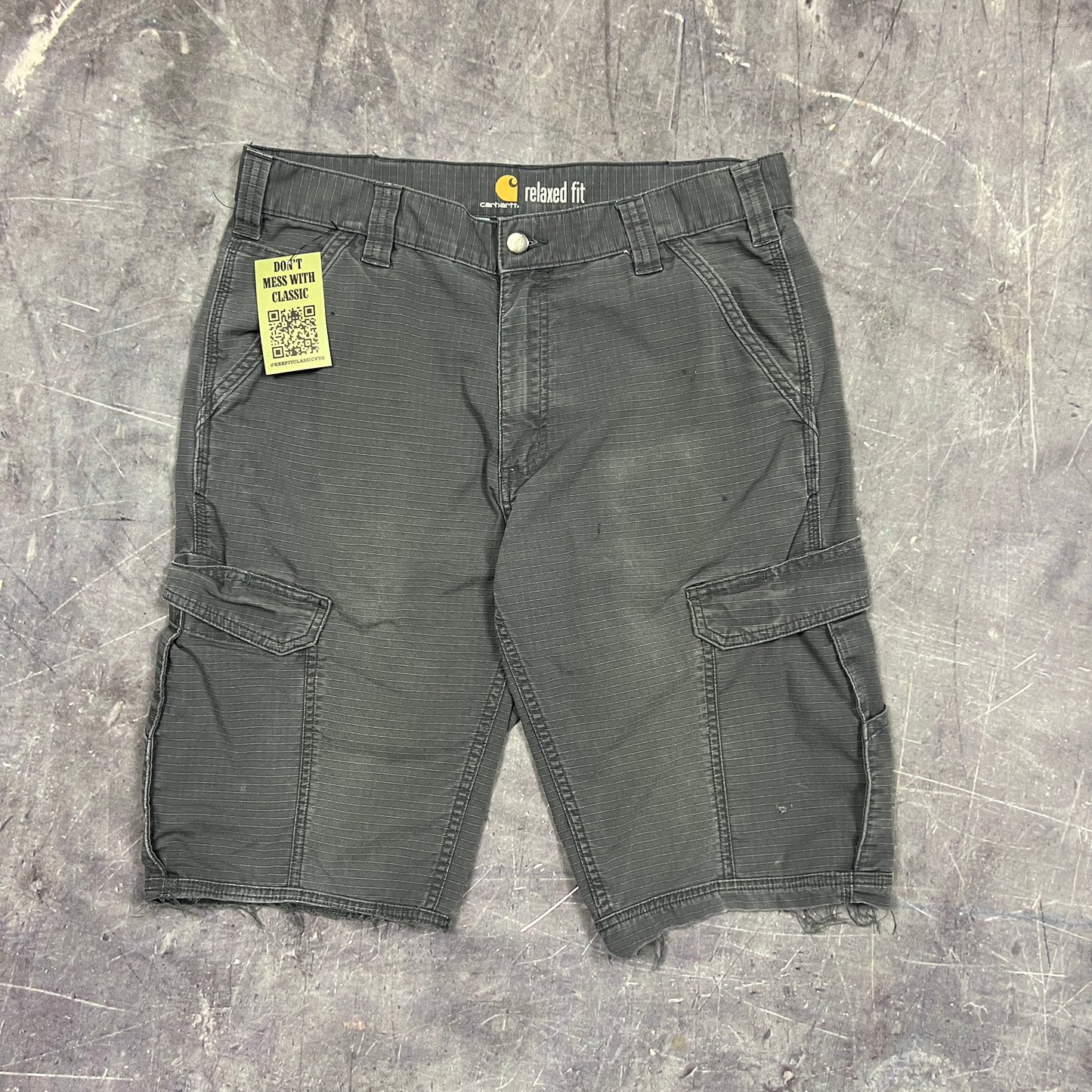 Early 00s Gray Baggy Carhartt Cargo Work Shorts 33x12 AY13