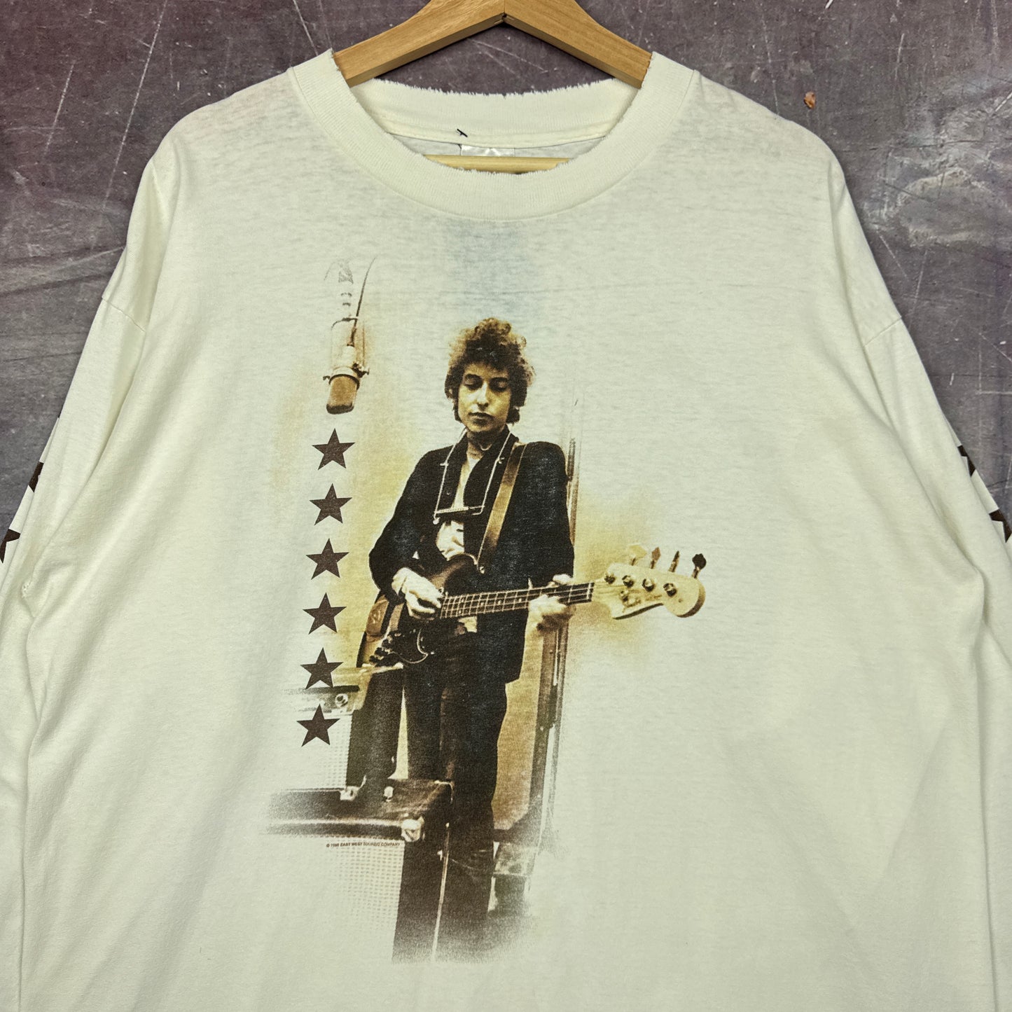 90s White Bob Dylan Star Sleeve Graphic Long Sleeve Shirt XL 2925