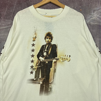 90s White Bob Dylan Star Sleeve Graphic Long Sleeve Shirt XL 2925