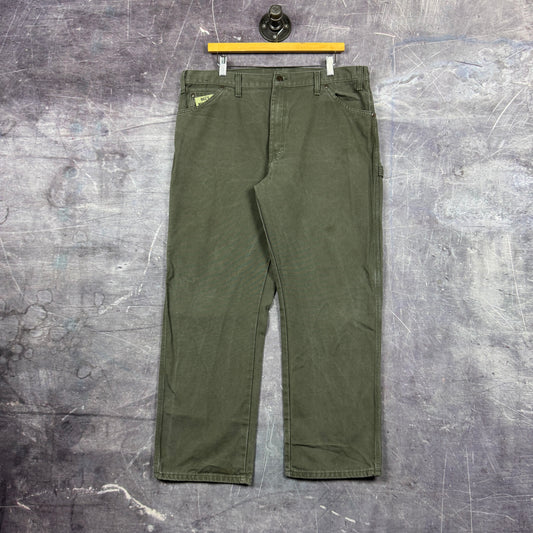 00s Green Dickies Carpenter Work Pants 38x29 0417