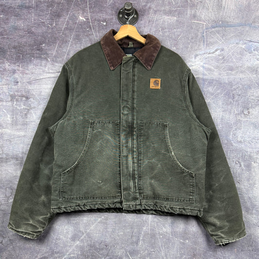 00s Moss Green Carhartt Quilt Lined Cropped Artic Jacket J22 MOS L 0303