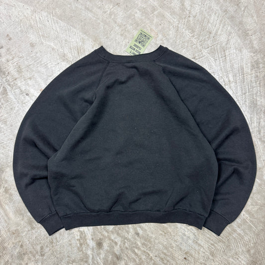 90s Faded Black Blank Essential Tultex Crewneck Sweasthirt Boxy M BF46