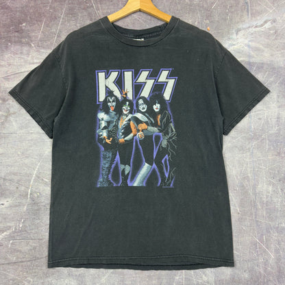 Early 00s Faded Black Kiss Band Graphic Shirt M 1074