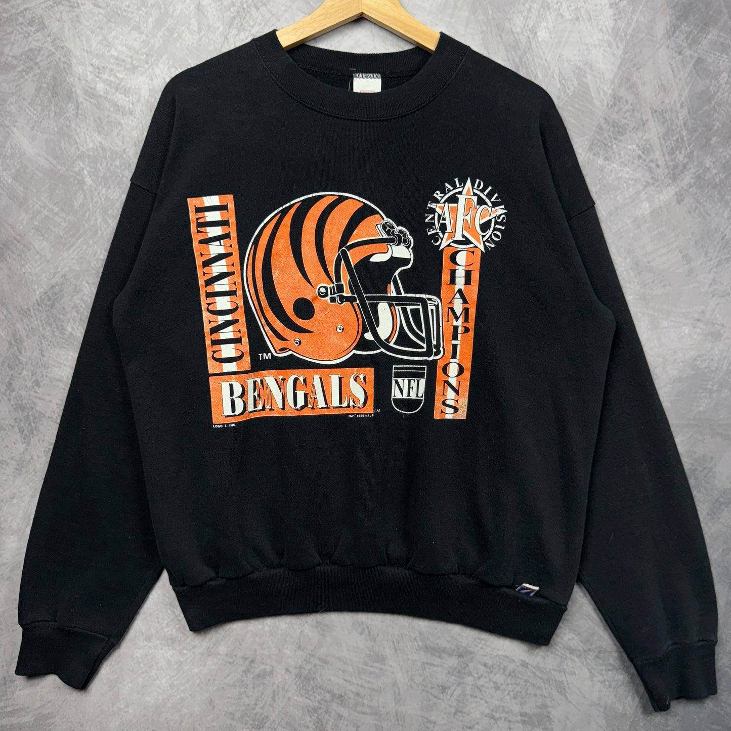 1990 Black Cincinnati Bengals Crewneck Sweatshirt 4282