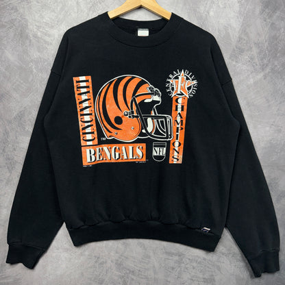 1990 Black Cincinnati Bengals Crewneck Sweatshirt 4282
