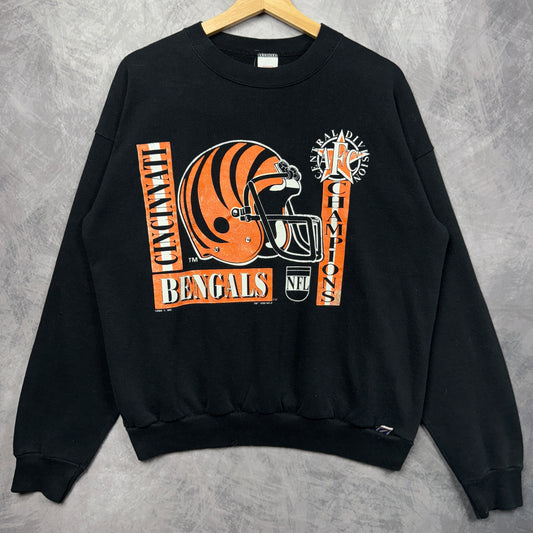 1990 Black Cincinnati Bengals Crewneck Sweatshirt 4282