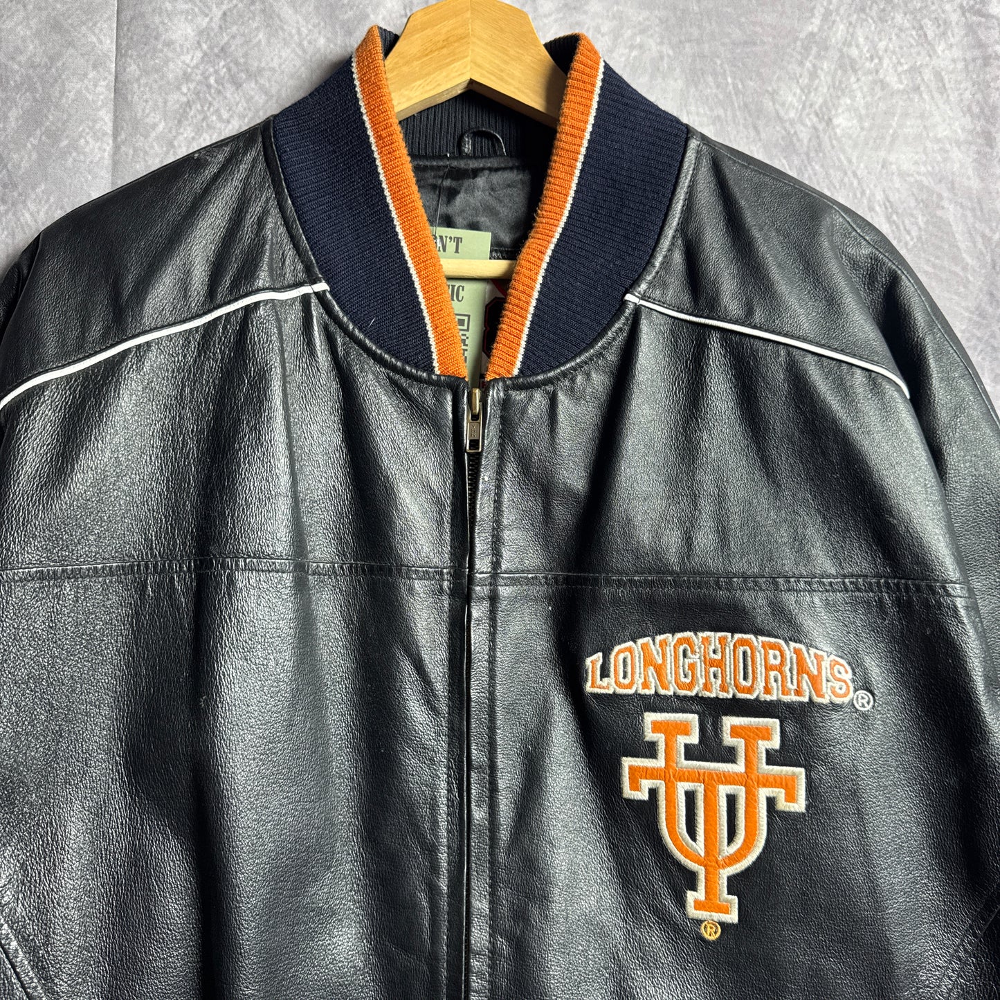 90s Black Texas Longhorns Leather Jacket 4584