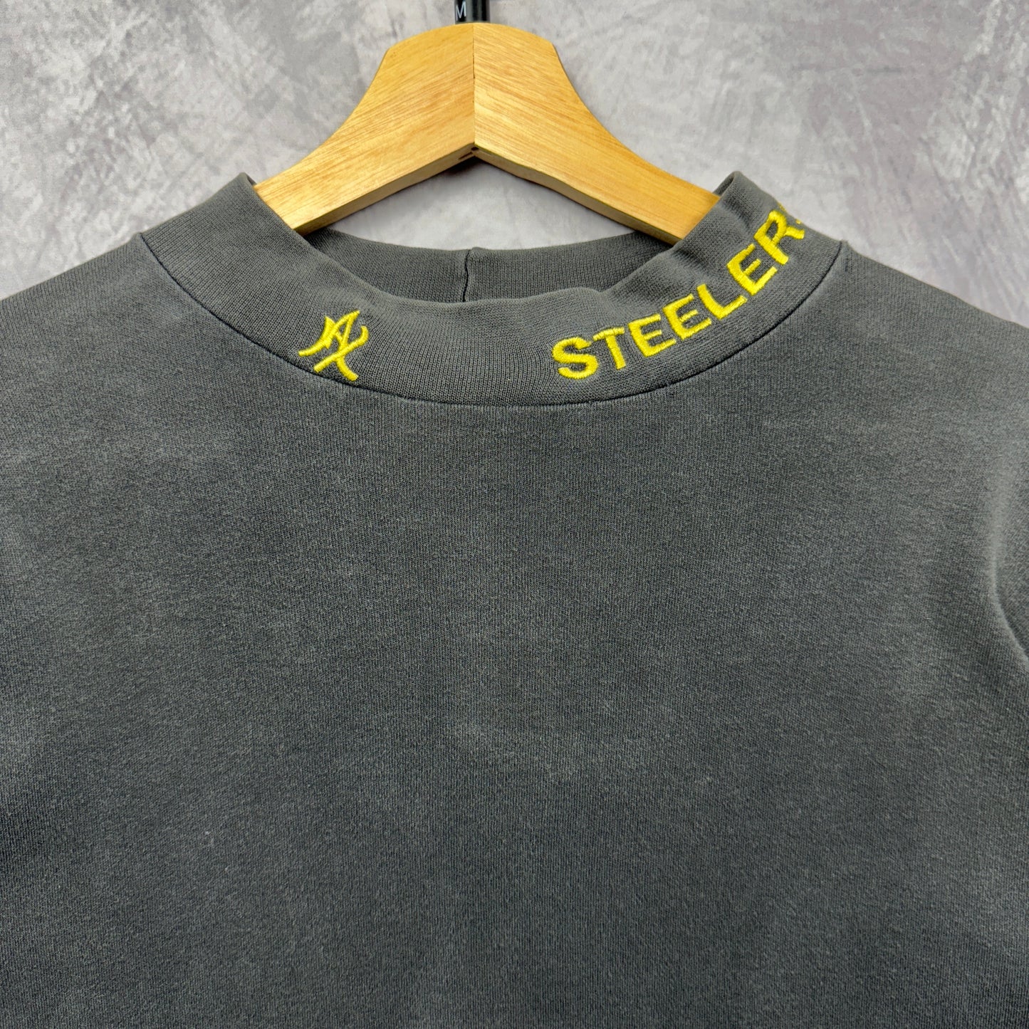 90s Grey Pittsburgh Steelers Mock Neck Longsleeve Shirt 4176