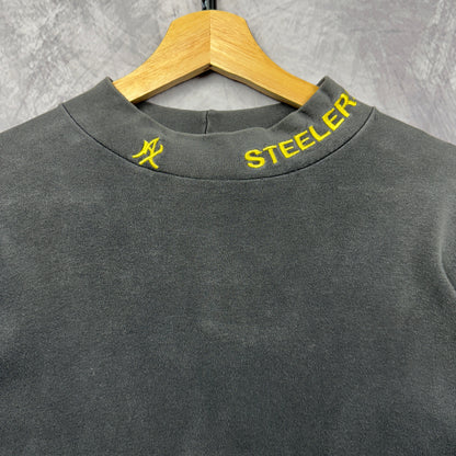 90s Grey Pittsburgh Steelers Mock Neck Longsleeve Shirt 4176