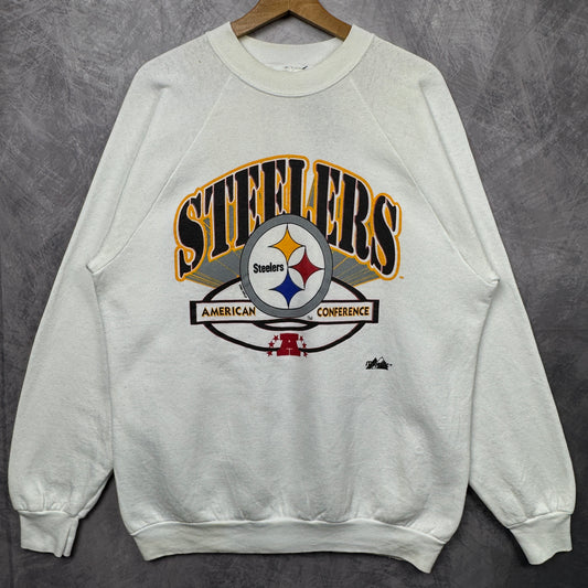 90s White Pittsburgh Steelers Crewneck Sweatshirt 4275