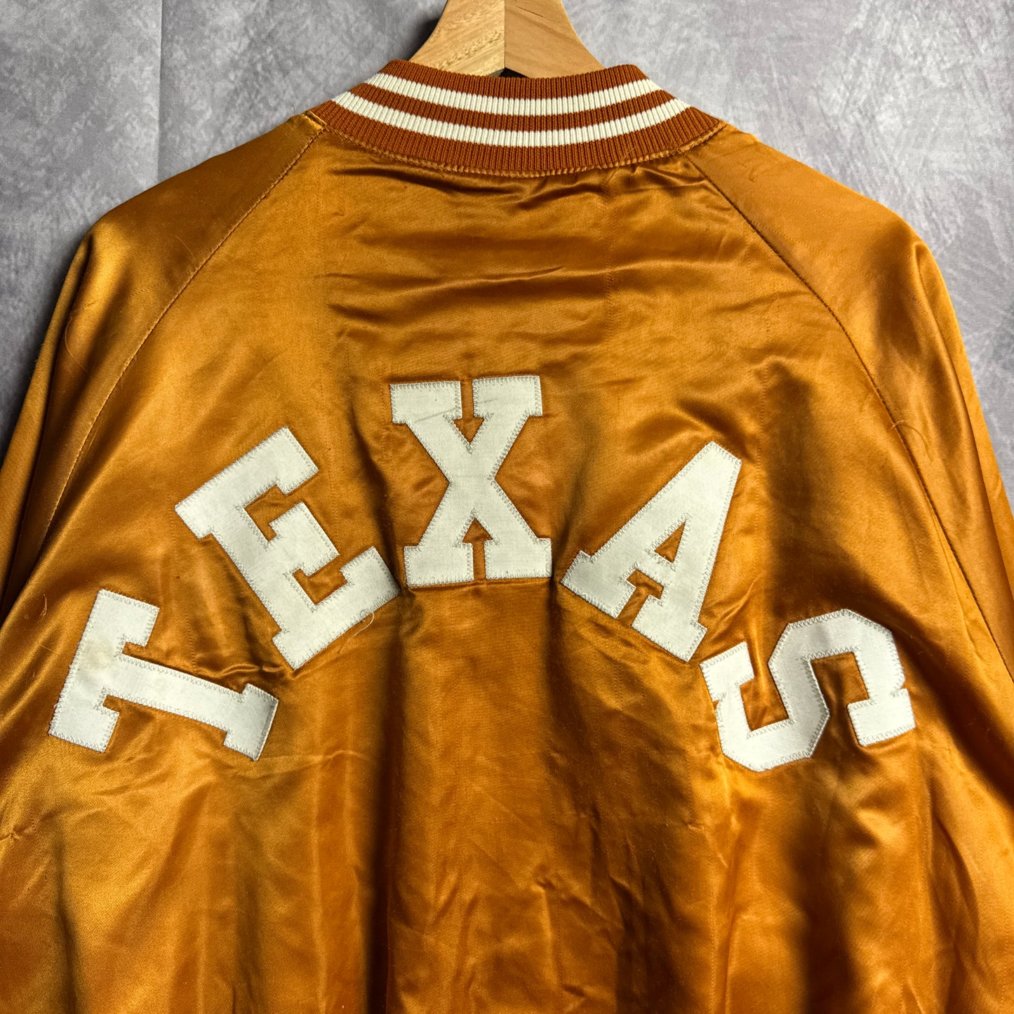 80s Orange Texas Longhorns Satin Bomber Jacket 4457