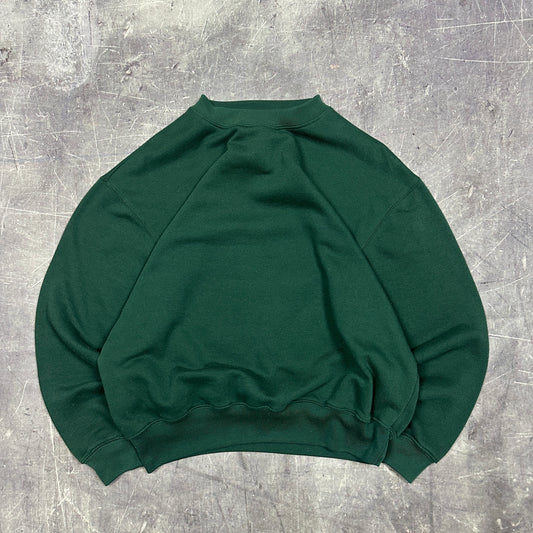 90s Dark Forest Green Bold Spirit Blank Essential Crewneck Sweasthirt M AF09