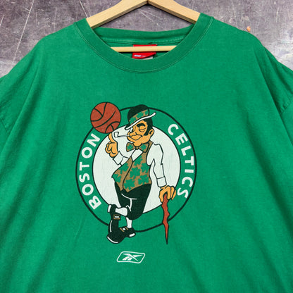 Early 00s Green Reebok Boston Celtics Basketball Graphic Shirt XL 0985