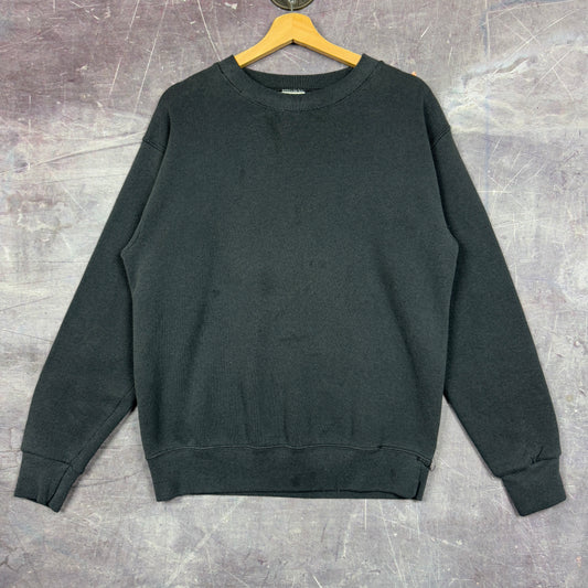 80s Faded Black Santee Blank Essential Crewneck Sweatshirt M 1266