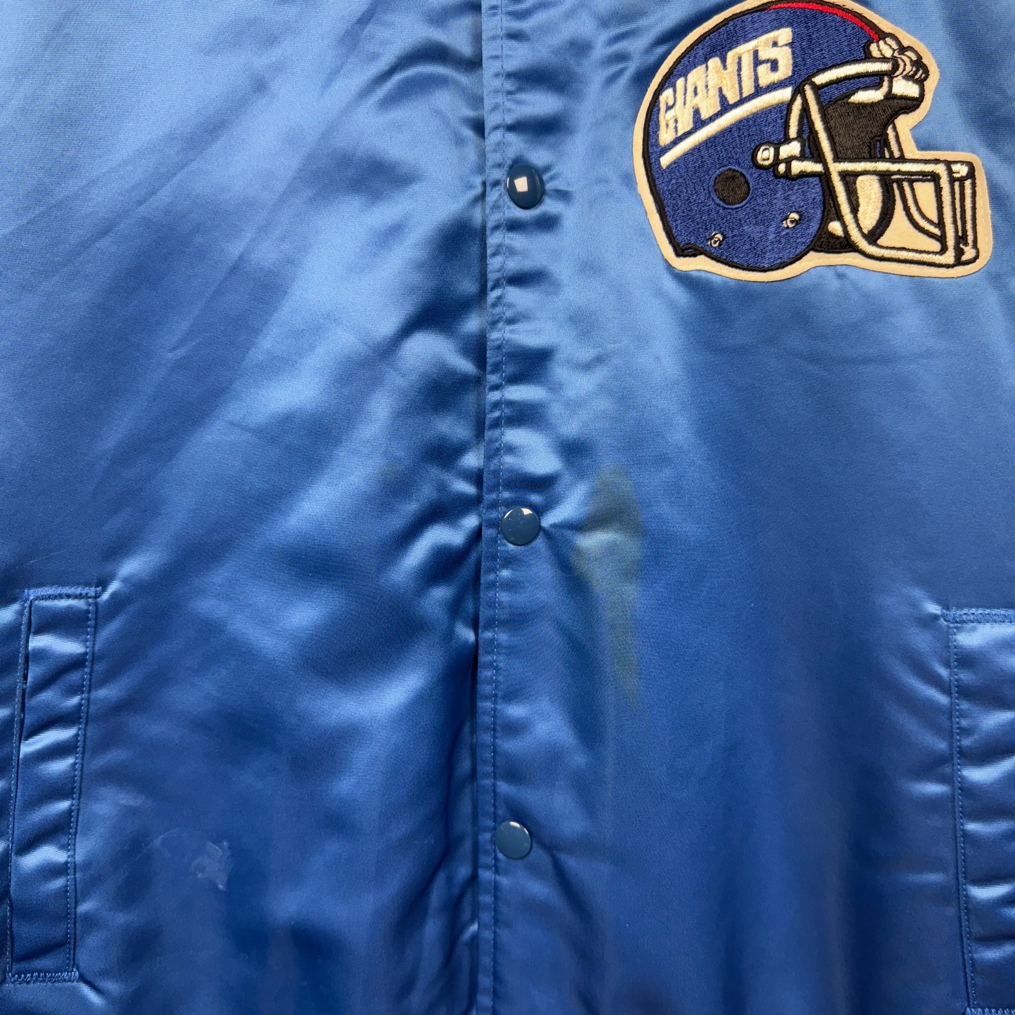 80s Blue New York Giants Chalkline Satin Jacket 4081