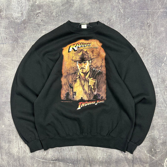 2004 Black Indiana Jones Radiers of the Lost Ark Movie Promo Poster Print Graphic Crewneck Sweasthirt M D31