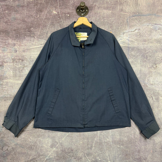 90s Faded Navy Blue London Fog Harrington Style Eisenhower Lightweight Crop Jacket L 0581