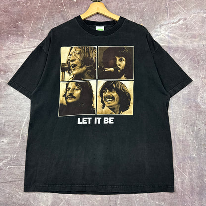 Early 00s Black The Beatles Let It Be Graphic Shirt L 2905
