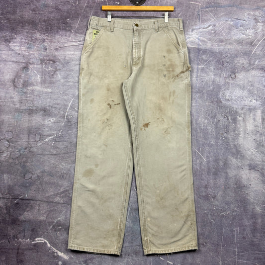 00s Light Gray Carhartt Carpenter Work Pants 34x31.5 0443