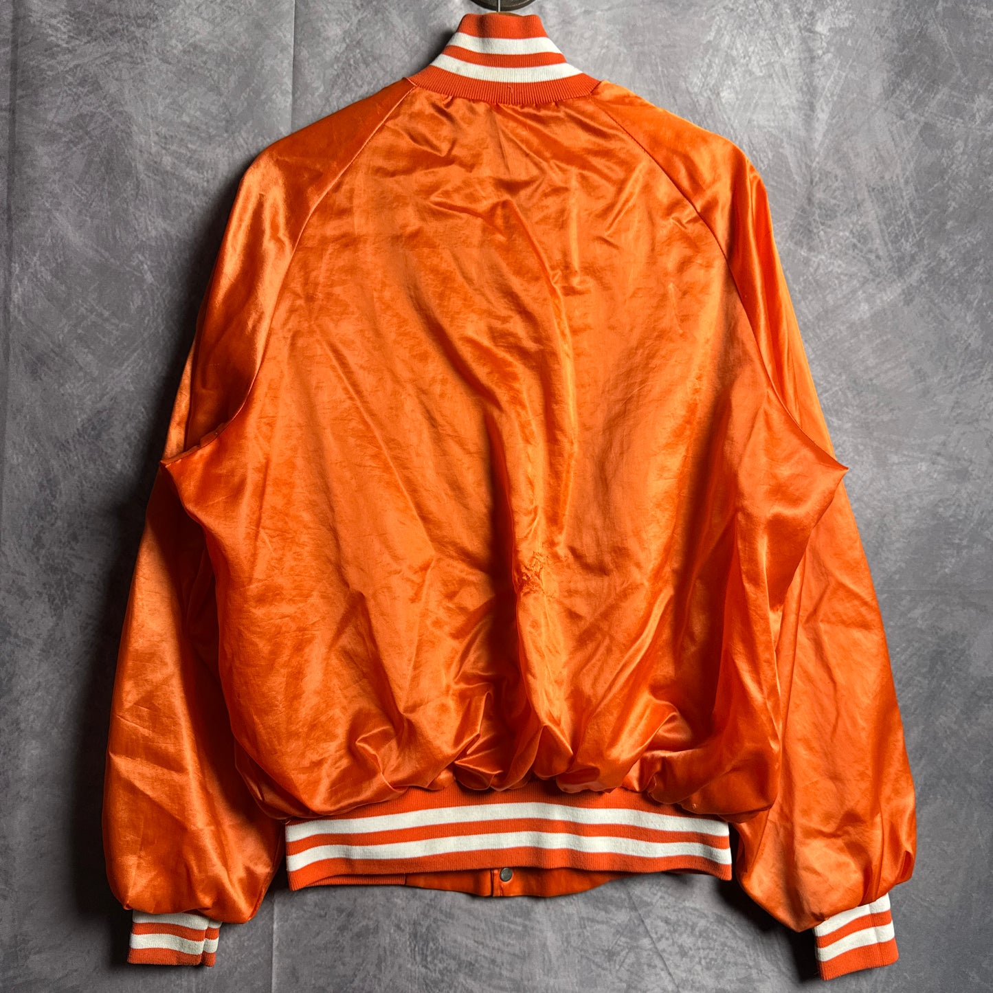 80s Orange Texas Longhorns Satin Bomber Jacket 4471