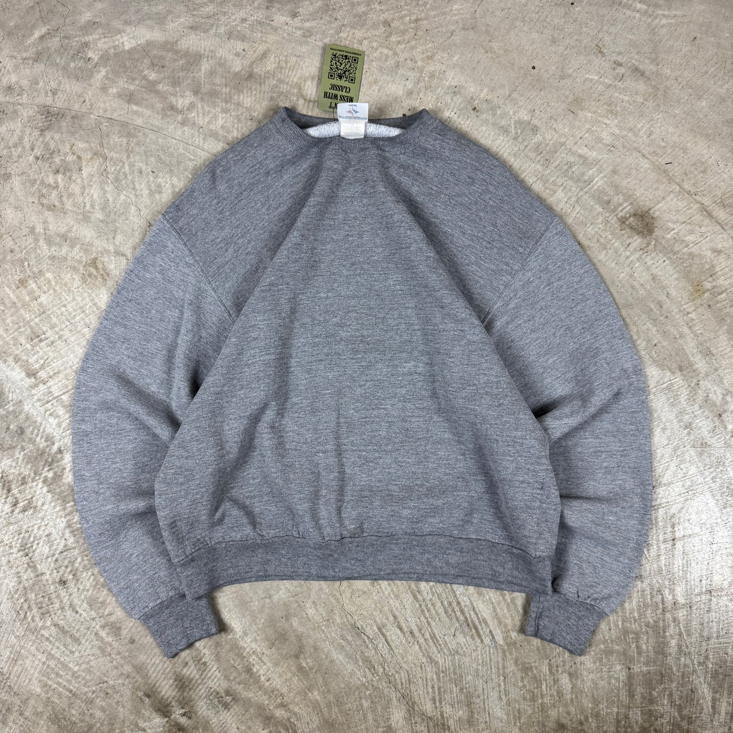 90s Light Gray Jerzees Blank Essential Crewneck Sweasthirt Boxy M AL34