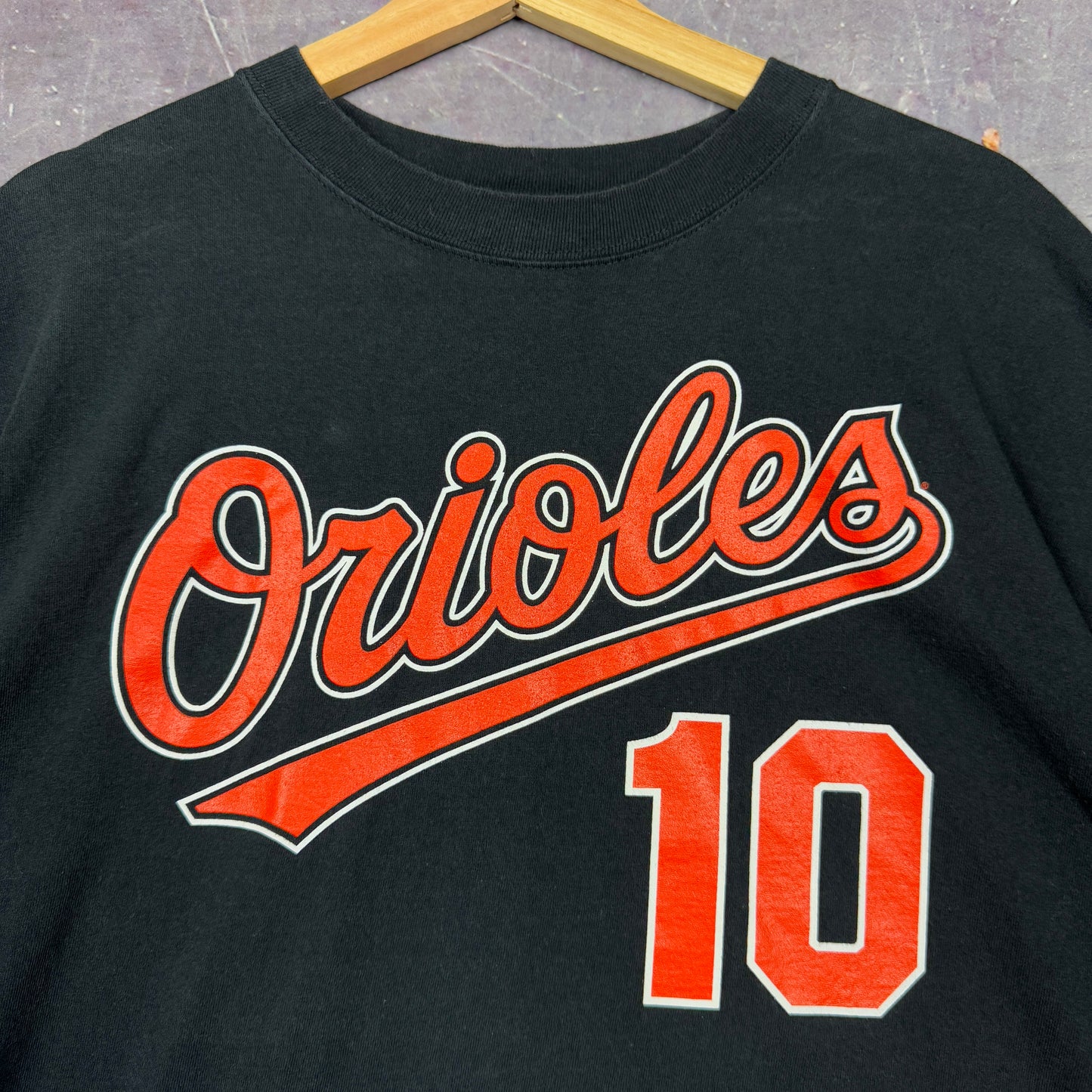 Early 00s Black Baltimore Orioles Miguel Tejada 10 Baseball Graphic Shirt XL 0920