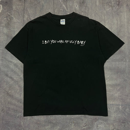 Early 00s Black Text"I Bet You Were An Ugly Baby" Quote Shirt XL AT46