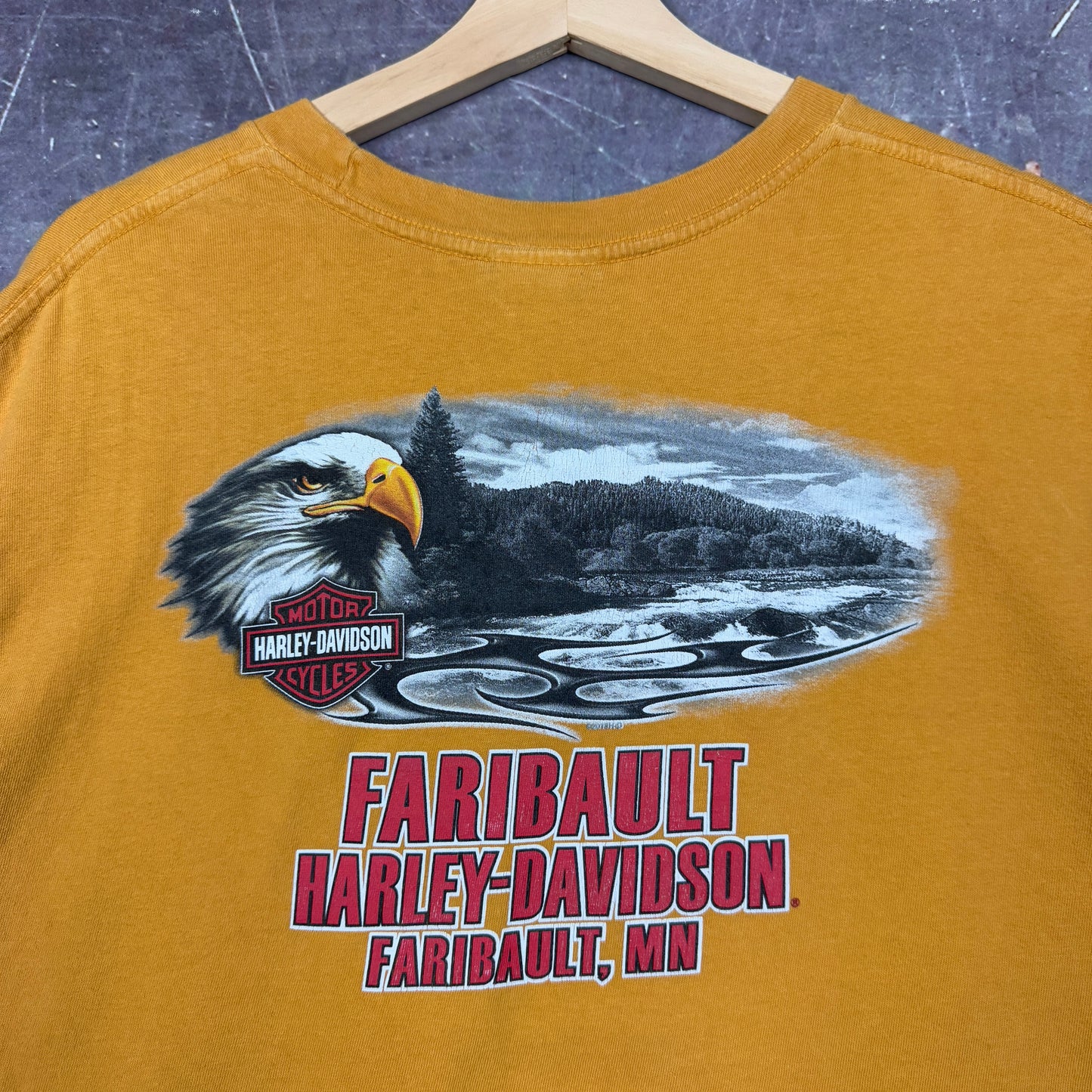 00s Yellow Minnesota Harley Davidson Motorcycle Graphic Shirt XL 0956