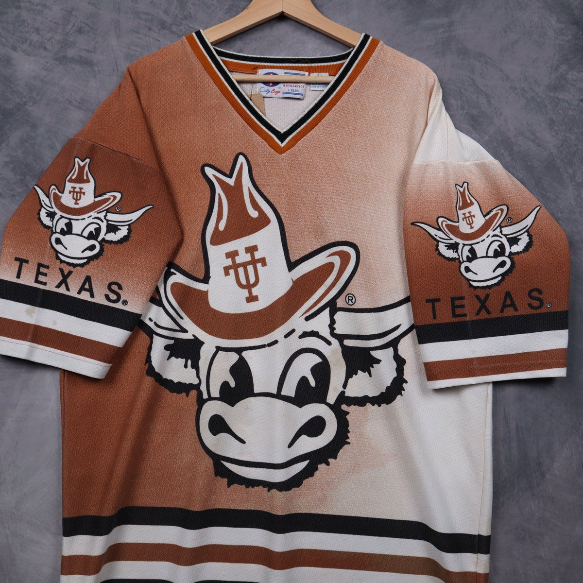90s Orange Texas Longhorns All Over Print Jersey 5884