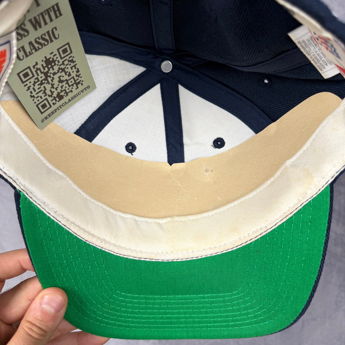 90s Navy Blue Denver Broncos Sports Specialties Grid Hat 6837