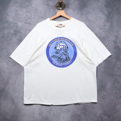 90s White Boeing Set Your Sights On Safety Shirt 4640