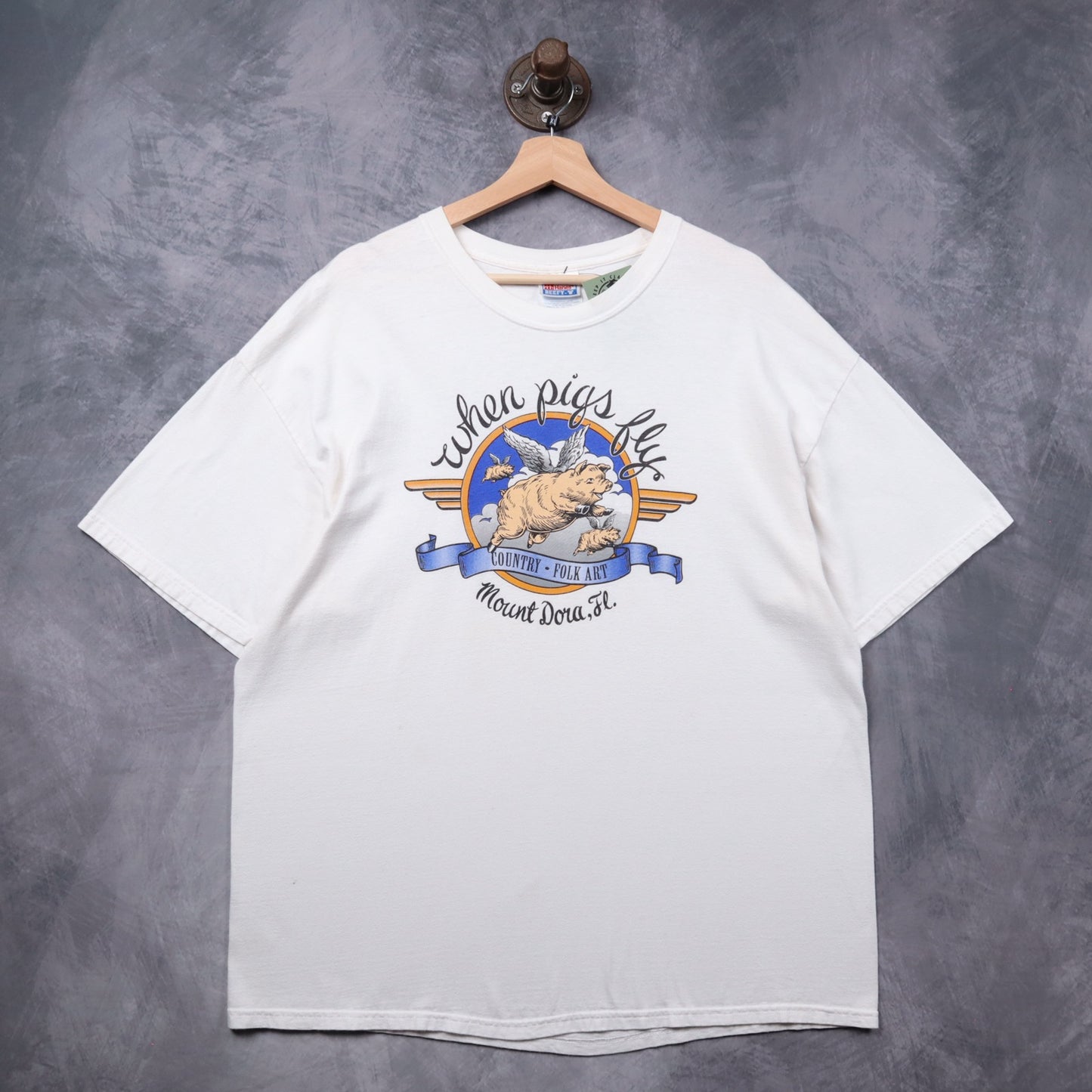 90s White When Pigs Fly Mount Dora Florida Shirt 5463