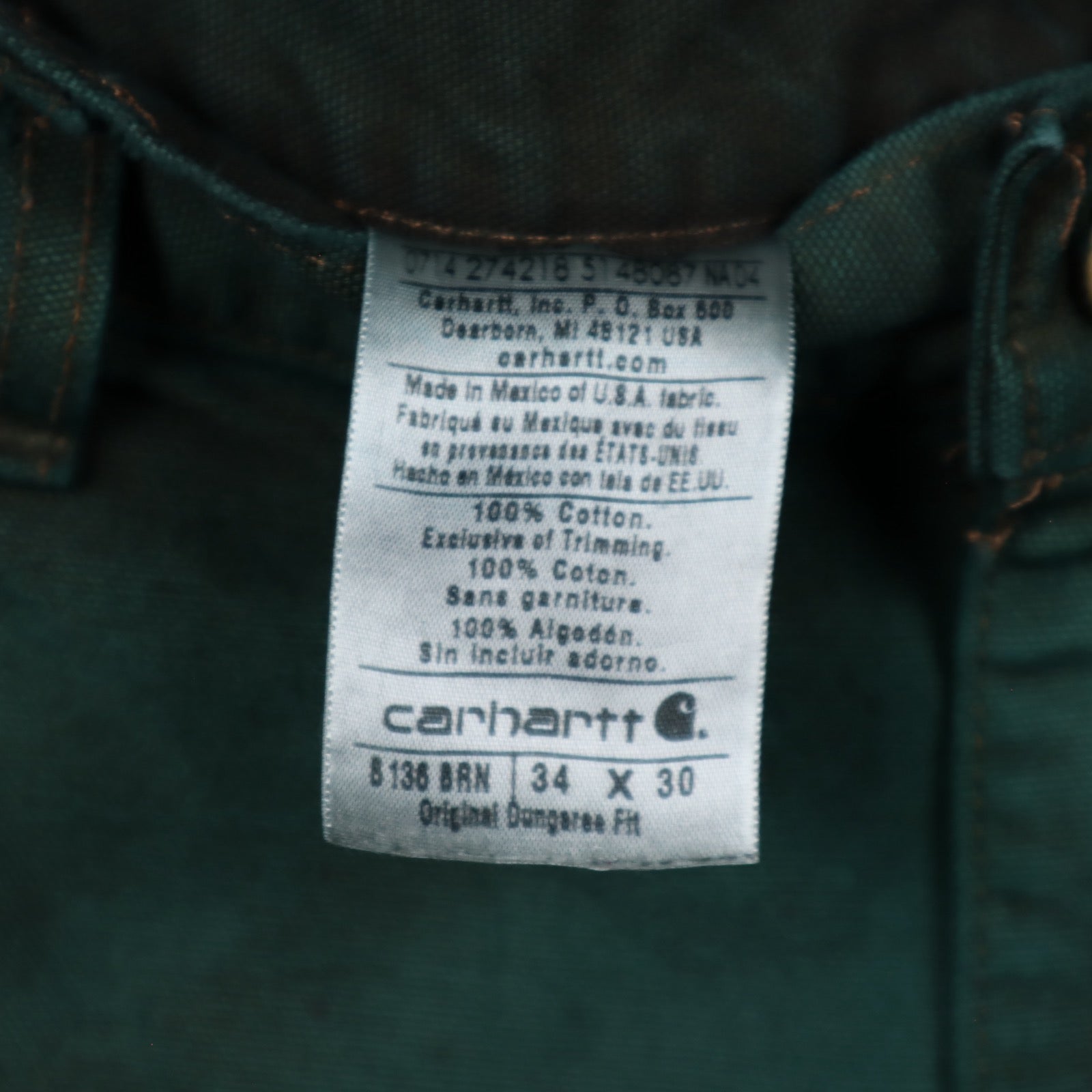 Y2K Green Carhartt Overdyed Double Knee Pants 5039