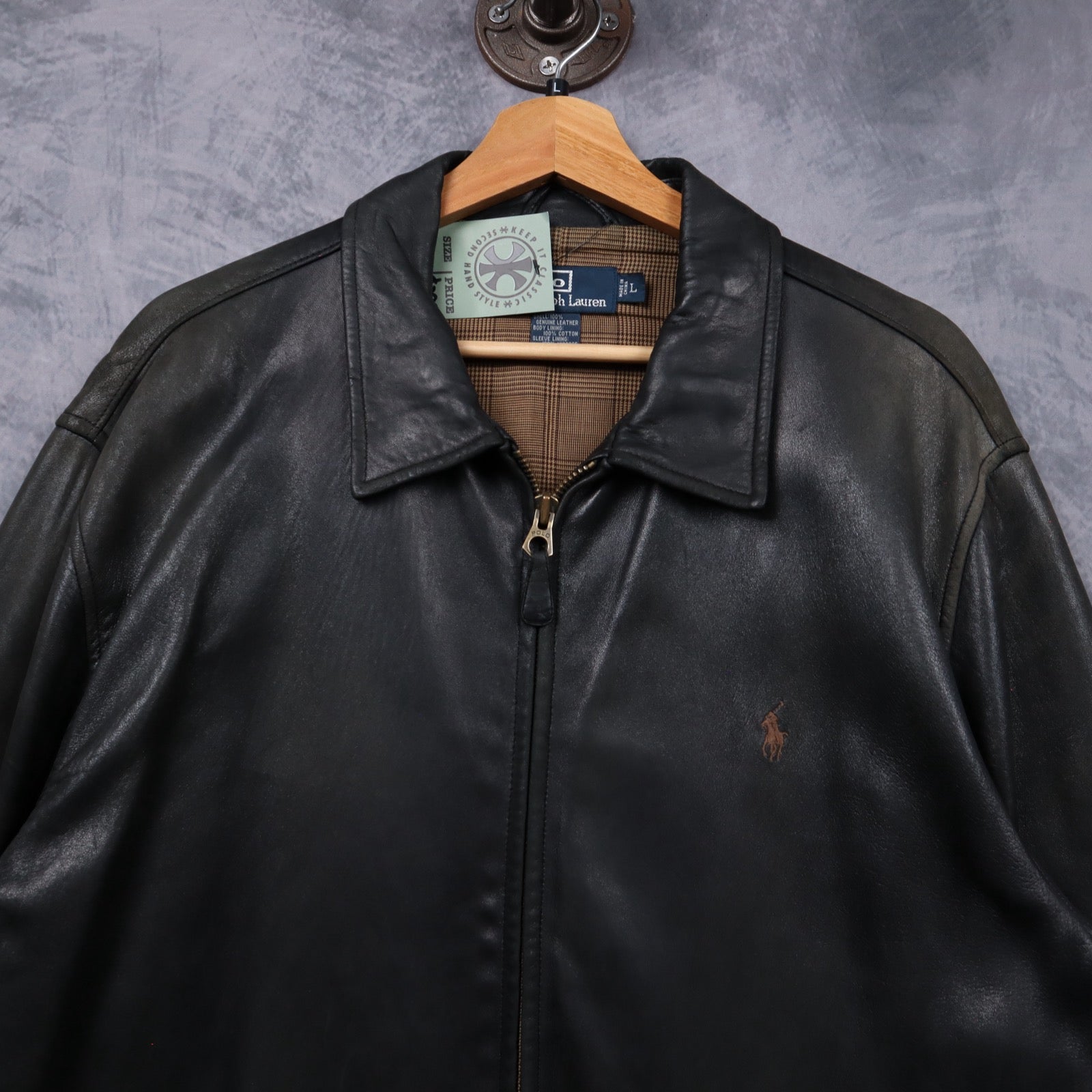 90s Black Polo Ralph Lauren Leather Jacket 5488
